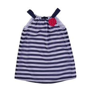 Florence Eiseman NWT Dress Navy Striped Chiffon